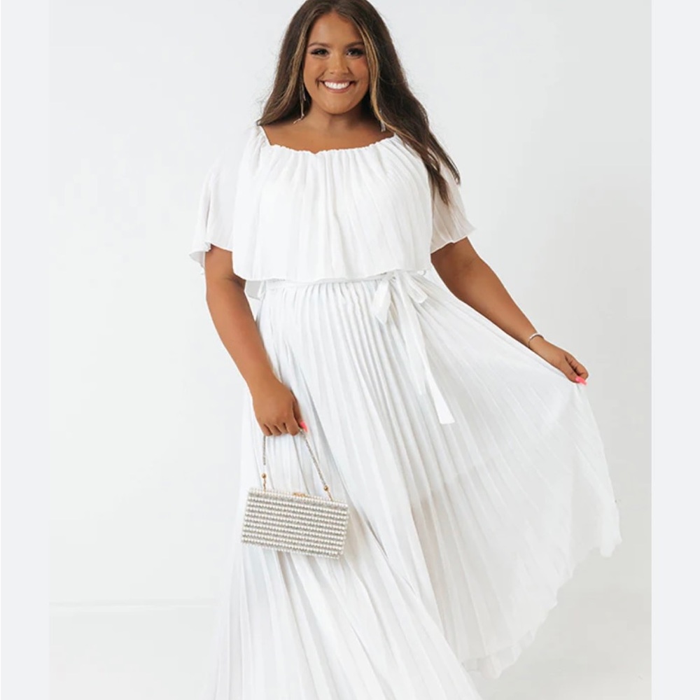 White Pleated Dress